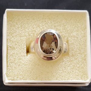 Silver Ring With Brown Center Stone